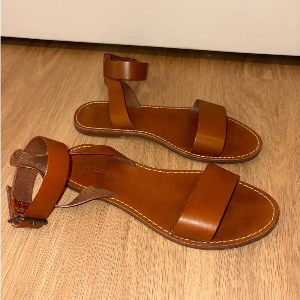 Madewell The Boardwalk Ankle-Strap Sandal English Saddle womens size 8 medium